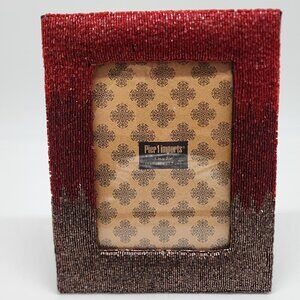 Pier 1 Imports Beaded Picture Frame 5" X 7" Red & Brown